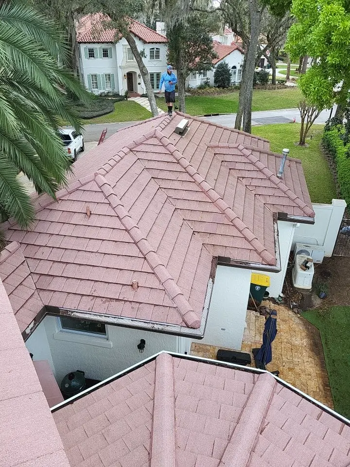 Concrete tile roof on a Jacksonville home after roof cleaning and treatment by Cache Roofing