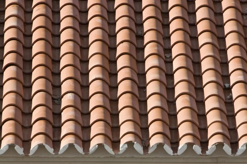 Close-up of old clay roof tiles